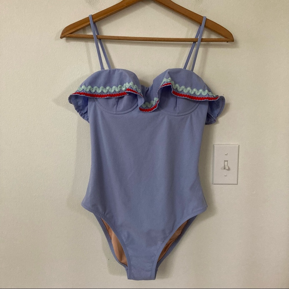 J. Crew Ric Rac Ruffle Underwire One-Piece Swimsuit - Picture 4 of 8